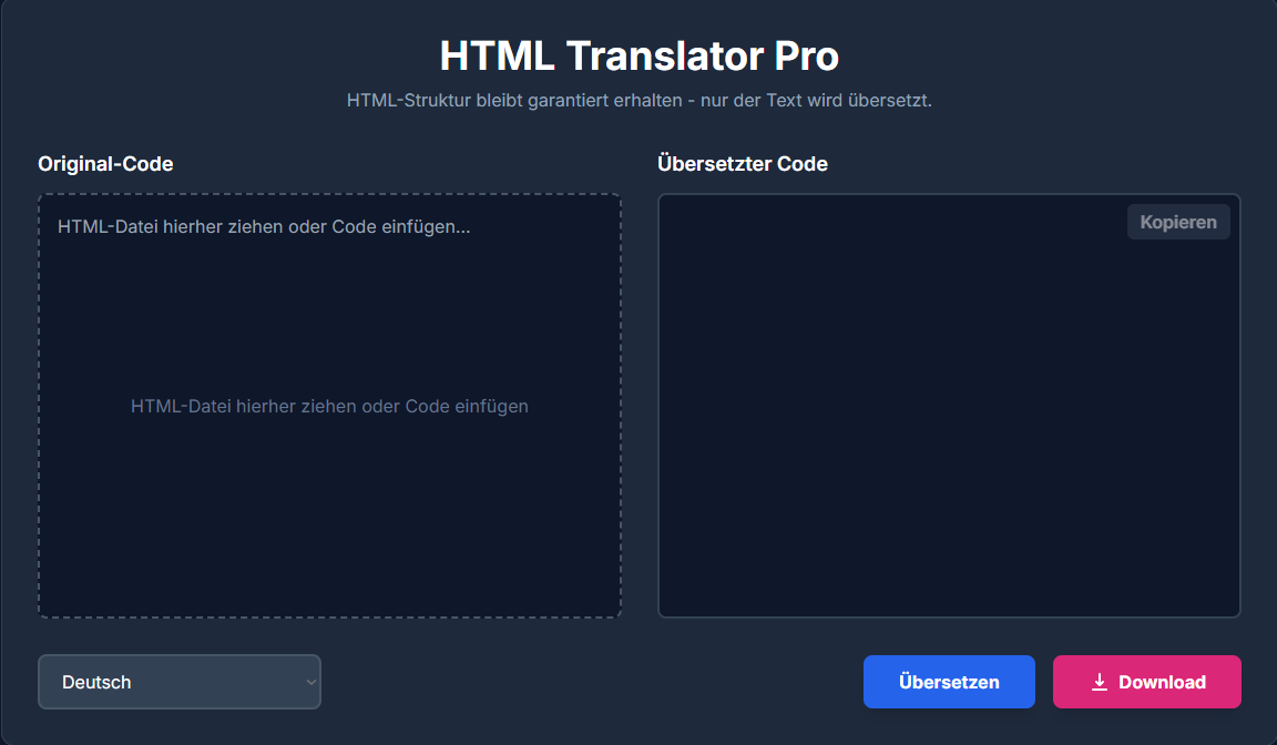 Projekt HTML-Übersetzer Vorschau